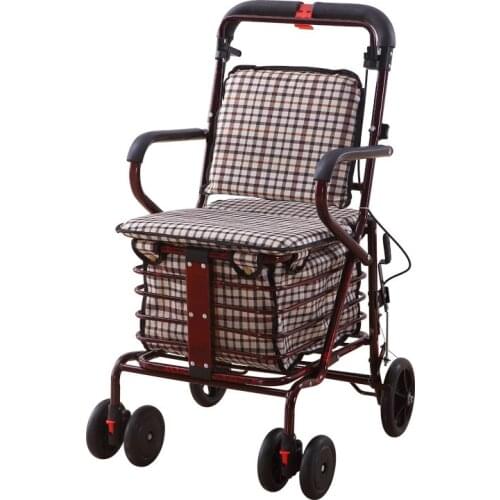 New folding walking cart for the elderly Eco-Friendly portable shopping trolley with four wheels safe comfortable armchair