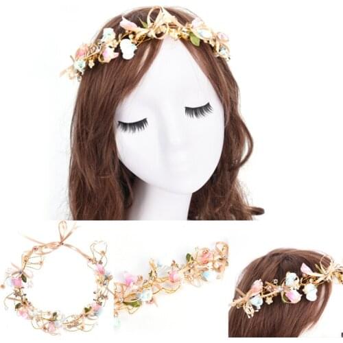 New beautiful Handmade Bridal Bow Wreath Bridesmaid Flower Belt Children Head Ring Headdress Hair Ornaments