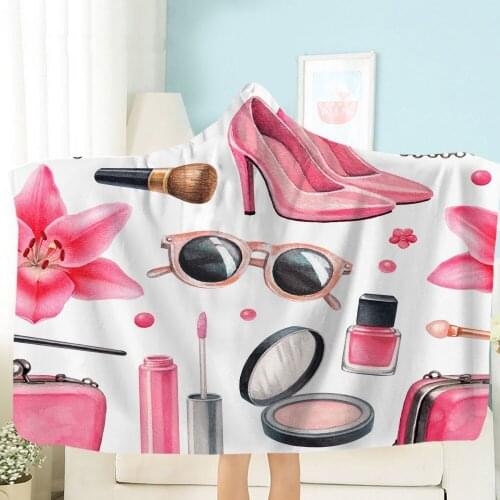 High Heels Hooded Blanket Cartoon Makeups Fleece Blanket Bag Clothes Wearable Blanket 3D Print Home Textile Throw Blanket