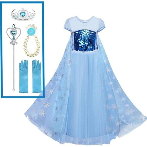 Girls Dress Clothing Snow Queen Princess Dress Fancy Elsa Dress Anna Kids Childrens Costumes Birthday Party Vestidos Rapunzel