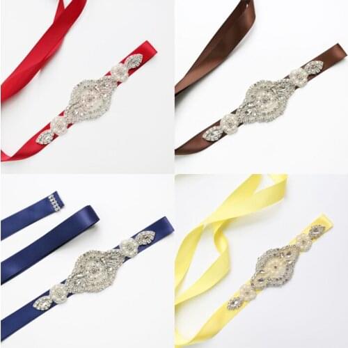 Black silver Rhinestones Pearl Bridesmaid Bridal Belt Diamond Wedding Dress Belt Crystal Sash For Wedding Prom Dress Accessories