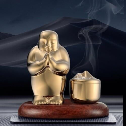 Luxury Buddha Unique Design Car Fragrance High Quality Metal + Wood Auto Car Air freshener Good Smell Car Perfume Business Gift
