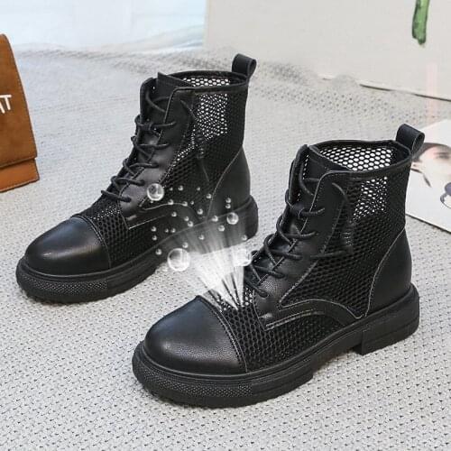 HOT 2021 Summer Gladiator Sandals Lace Up Casual Shoes Woman Mesh Sandal Boot Black Breathable Boots Sandalias Mujer 8099C