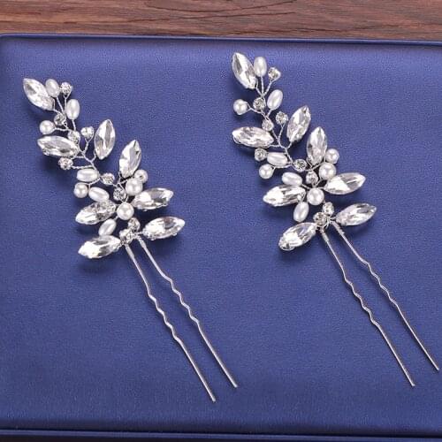 Rhinestone Hairpins For Women Headwear Pearl Hair Pin Crystal Rhinestone Wedding Hairpin Hair Clips Bridal Hairpins Hair Jewelry