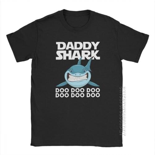 Daddy Shark Doo Doo Fathers Day Vintage T Shirt Men Gifts For Dad Male Tshirt Tops Summer Basic Tees 100% Cotton O Neck T-Shirt