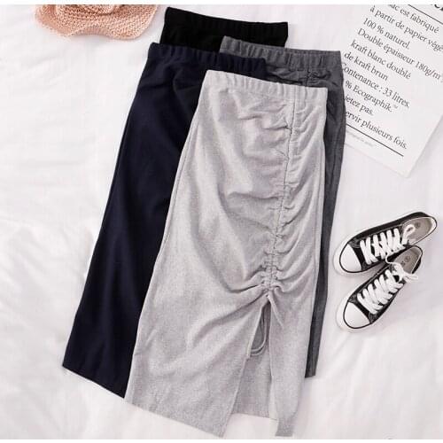 2021 New Sexy Irregular Skirts Women Summer Charm Split Long Skirt Slim Party Bodycon Skirt Gray Black