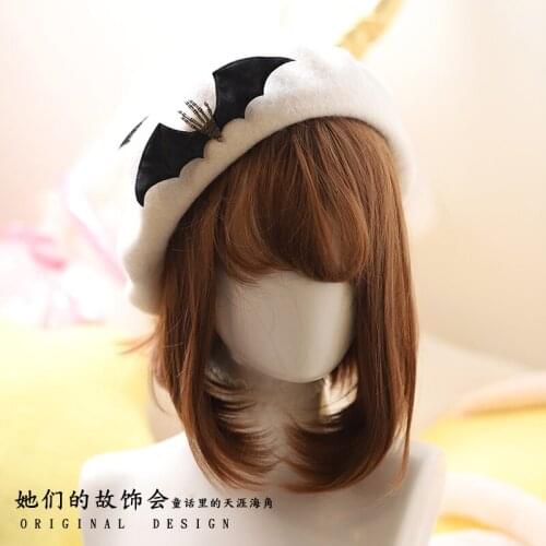 Lolita Autumn and Winter Beret Hat Sweet Lovely Devil Series Head Accessories Women Gothic Beret Hat H