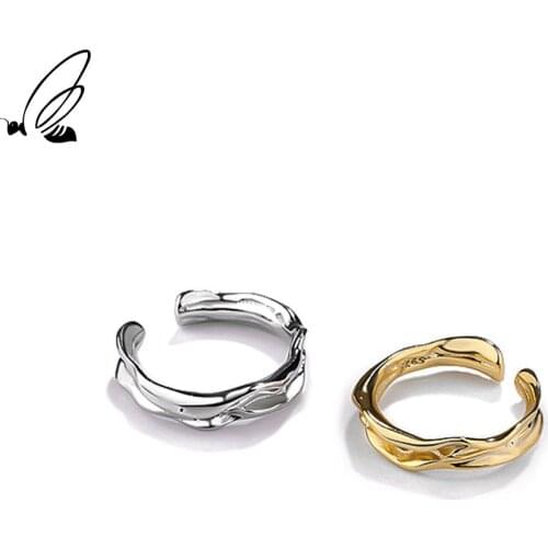 SSTEEL Sterling Silver 925 Fashion Irregular Texture Opening Ring For Womens Western Designer Resizable 2021 Fine Jewellery