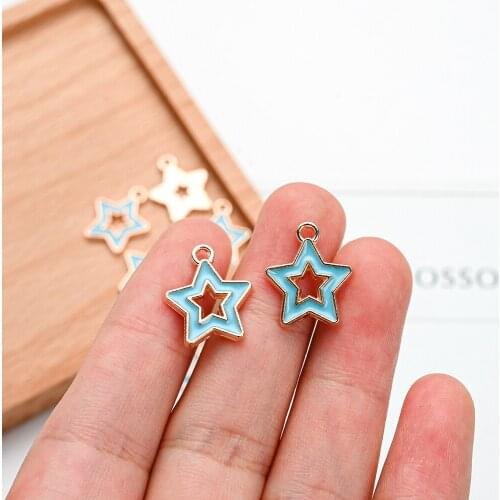 10/20/30pcs Drop Oil Litter Star Pendant Charms Alloy Enamel Charm For Jewelry Making Earring Bracelet Necklace Accessories