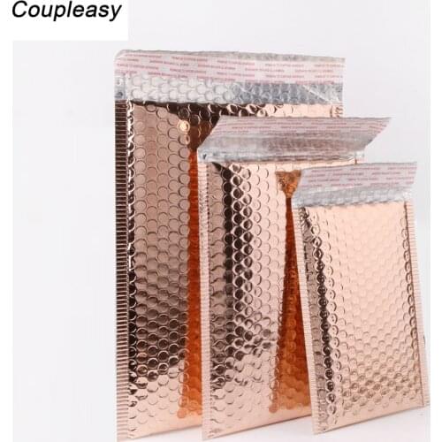 10Pcs 4 Sizes Light Gold Bubble Envelope Padded Shipping Mailing Bag Shockproof Bubble Bag Self Seal Adhesive Poly Mailer Bags