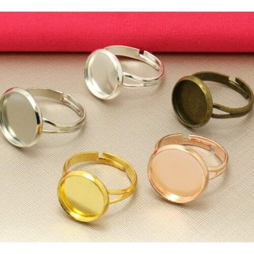 200pcs Adjustable "Yshaped Ring Blank with inner 14mm Bezel Setting Tray for Cameo Cabochons Antique Bronze/Rhodium Silver/Gold