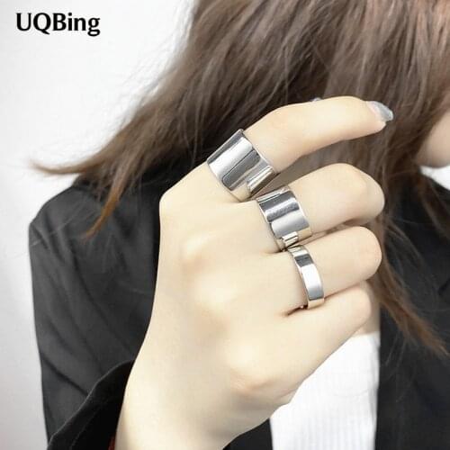 2021 Vintage 925 Sterling Silver Different Shape Wide Rings for Women Finger Jewelry Gifts
