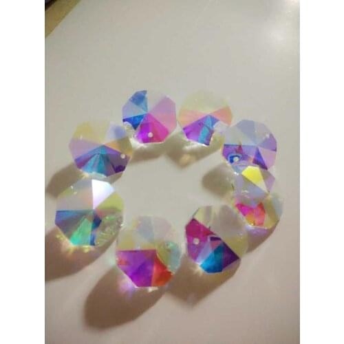 360pcs 26mm clear ab Color K9 Crystal Octagon Baeds In 2 Hole Chandelier Crystal Glass Bead Garland Wedding Decoration