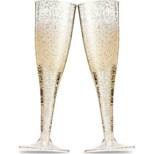 5pcs Champagne Flute Plastic Drink Cup Marriage Party Wine Cocktail Decoration Cup Wedding Toasting Glasses New Year Feast Decor