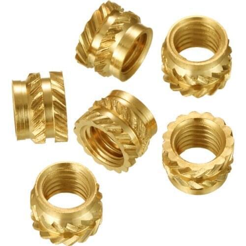 50pcs M2 twill injection knurled brass nuts hot pressing melting brassiness inserts nut 3/3.2mm outer diameter 2.5mm-6mm high