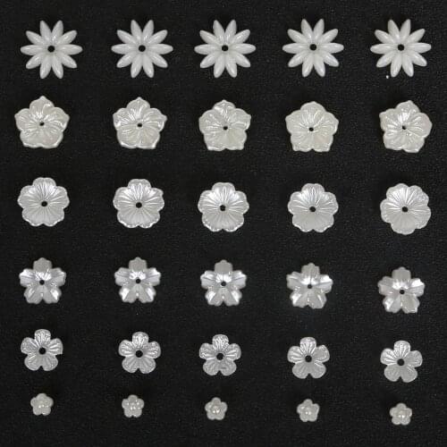 Ivory Color 50-100pcs Imitation Plastic ABS Pearl Beads loose spacer Flower Beads For Sewing/Clothes Crafts Making