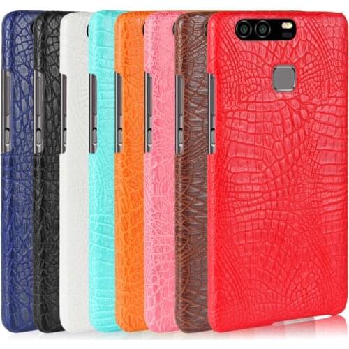 Huawei P 9 P9 5.2" Case Crocodile Pattern Hard PC+PU Leather Back Cover Case for Huawei Ascend P9 P 9 5.2" Phone Hard Cover