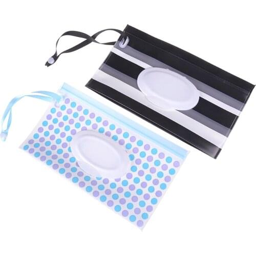 Carrying Case Fashion Wipes Eco-friendly Wet Wipes Bag Cosmetic Pouch Easy-Carry Snap-Strap Strollers Accessories