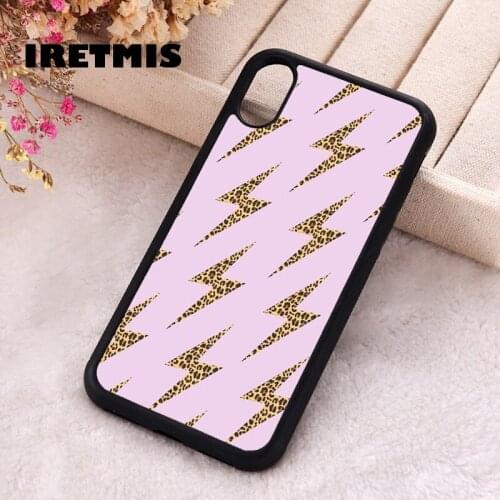Iretmis 5 5S SE phone cover cases for iphone 6 6S 7 8 Plus X Xs Max XR 11 12 Mini Pro Silicone Wild Pink Leopard Lightning Bolt