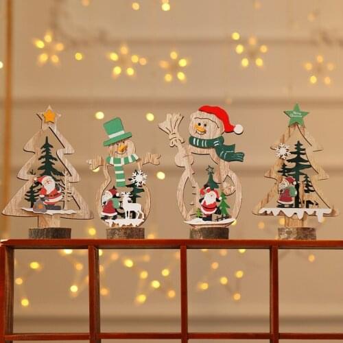 Wooden Christmas Tree Pendant Christmas Wood Ornaments Navidad 2021 Natal Gift Xmas Christmas Decoration for Home New Year 2022