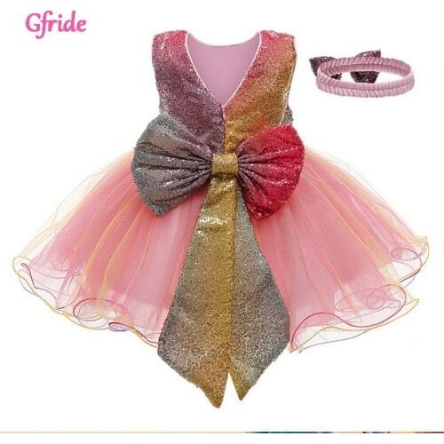 Infant Baby Girl Dress Big Bow Tulle Baptism Dresses for Girls 1st Year Birthday V Backless Party Wedding Clothing Vestido 1-5 T