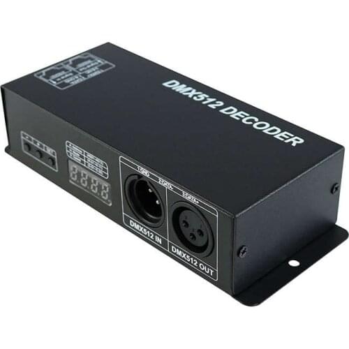 Dmx 512 Digital Display Decoder,Dimming Driver Dmx512 Controller For Led Rgbw Tape Strip Light Rj45 Connection Dc12-24V 20A (4 C