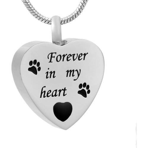 Pet Cremation Pendant With 'Forever In My Heart' Engrave Heart Urn Necklace Women Memorial Ash Keepsake Container