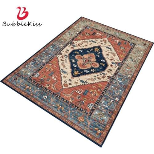 Bubble Kiss Retro Style Carpets For Living Room Home Color Geometry Pattern Floor Mats Anti Slip Foot Pad Bedroom Decoration Rug