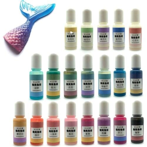 Dye Pigment Glue UV Glue for DIY Jewelry Making Crafts Accessories Crystal Epoxy UV Resin Quick Dry Resin Mermaid 24 Colors