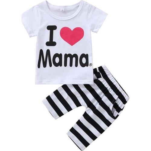 Letters Print Summer Clothing Set for Girls 2020 Short Sleeve Tops and Striped Pants Sets O-Neck Two Pieces Tracksuit