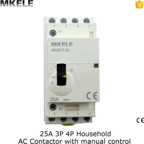 MKWCT-25M Household AC Contactor Module 3P 3NO 3NC 25A Modular Operated By Manual Control Contator 220V/110V/24V