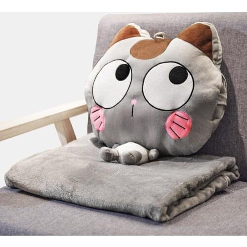 Cartoon Cat Cushion Blanket Set Cartoon Plush Stuffed Throw Pillow Blanket and