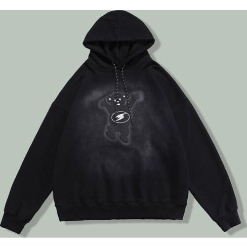 Autumn Little Bear Foaming Printing Hoodie Sweatshirt Men 2021Harajuku Hip Hop Cotton Casual Hoodie Couple Loose Hooded Pullover