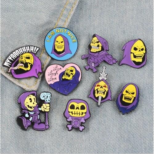 Purple Turban Skull King Brooch Bag Hat Shirt Collar Alloy Badges Broches for Men Women Badge Pins Brooches Jewelry Accessories