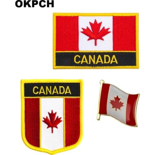 Canada National Flag Embroidered Iron on Patches for Clothing Metal badges PT0083-3