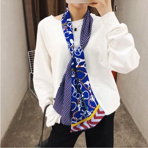 Luxury Brand Double-deck Plaid Scarf Women Design Belt Chain Fashion Neckerchief Silk Scarves For Ladies Head Scarf Handkerchief