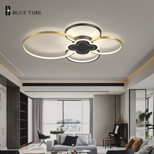 Modern Led Chandelier For Living room Bedroom Dining room Home Decorate Ceiling Chandeliers Lights Lamp 4 Rings 2 Rings Black