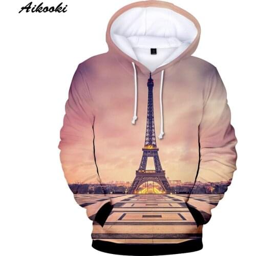 Romantic France Paris Eiffel Tower 3D Hoodies Men/Women Sweatshirts Hooded Famous Eiffel Spring autumn casual Hoody Pullover Top