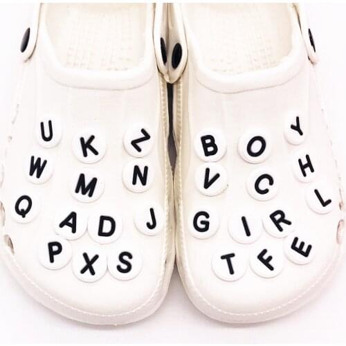 Good Quality 1pcs PVC Letter Alphabet Shoes Accessories Garden Shoe Decorations Fit Croc Jibz Charm Kids Birthday Gifts