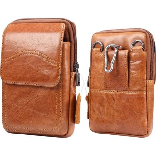 Universal 5.0-6.9 inch Genuine Leather Bag Belt Clip Holster for Samsung iphone Mobile Phone Bag for huawei Xiaomi LG Sony