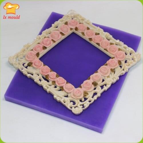 Vintage Rose Box Cake Decorating Molds Line Surrounding Mold Big Box Double Sugar Cake Handmade Mould