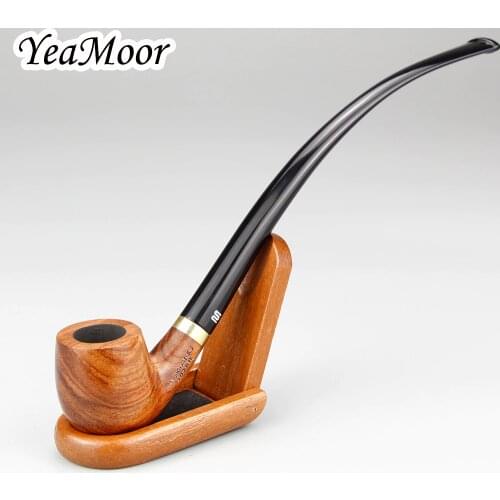 Vintage 23cm Long Smoking Pipe 3mm Filter Rosewood Tobacco Pipe with Wooden Stand Best Wood Smoke Pipe