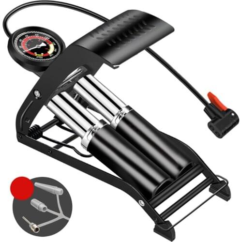 Air Pump Precision Gauge Single Double Cylinder Foot High Pressure Inflator Bicycle Scooter Motorcycle Inflatable Air Pump