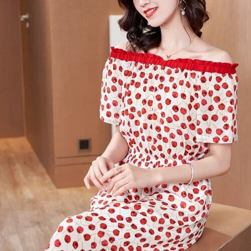 White Print Red Rose Floral Silk Dresses Women Fashion 2021 Summer Long Casual Sexy Office Work Daily Dress Plus Size Slim Fit