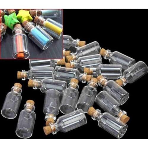 10Pcs Mini Small Glass Bottles With Clear Cork Jewelry Message Jars Tiny Containers 24x12mm Vials Favor Wedding K3G3