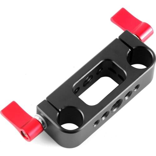 15mm Rod Rig Clamp Double Holes 1/4 3/8 Thread Telephoto Lens Holder Support Rail Photography System For DLSR Camera Cage Parts