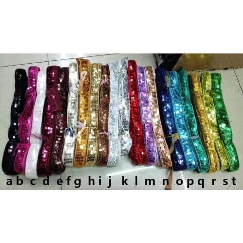 2cm 20mm 7/8' Abcdefghij Black Red Silver Pink White Square Sequin Beading Paillette Satin Diy Dance Garment Costume Lace Ribbon