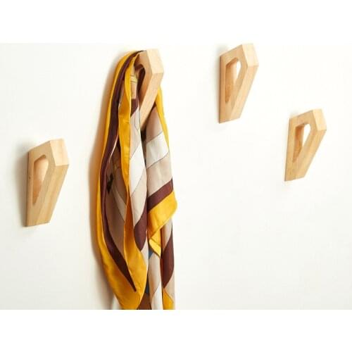 4pcs Coat Hanger Single Hook Hollow Wooden headset Wall Key Holder Bag Hat Scarf Decorative Minimalist Wood Hooks