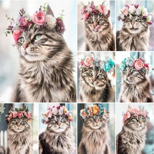 5D DIY Diamond Painting Animal Cat Full Drill Mosaic Diamond Embroidery Cross Stitch Home Wall Decoration Birthday Gift