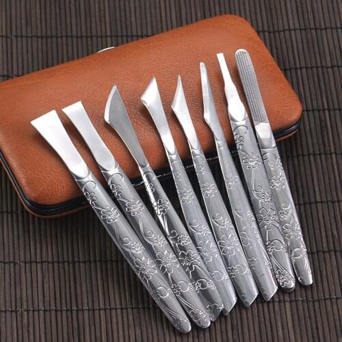 8pcs/Set Leather Craft Skiving Afiada Handle Faca Ferramenta de artesanato de Couro DIY Trabalho Manual Anti-slip pattern